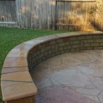 Curved sitting bench with Flagstone top