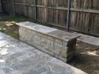 Oklahoma Choprock Stone Bench with 1-1/4″ Travertine