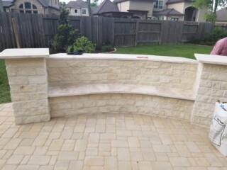 Limestone Choprock capped with 1-1/4″ Traverttine Pavers
