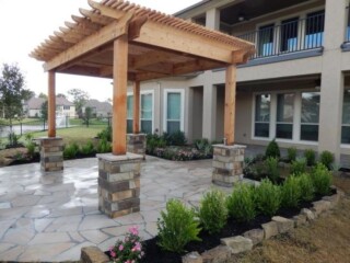 Arizona oak patio, Oklahoma chop rock columns