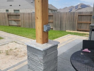 Charcoal chop rock capped with Nordic silver travertine
