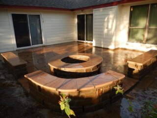 Oklahoma chop rock benches and firepit