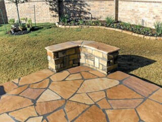 Oklahoma chop rock corner bench.