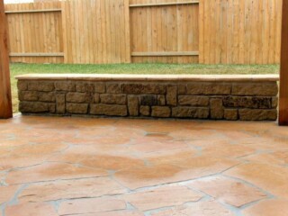 Oklahoma chop rock sitting bench with arizona buckskin patio.