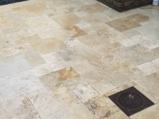 English Walnut Travertine Paver Patio