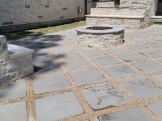2x2 block patio with limestone joints