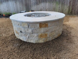Limestone chop rock. Capped with light colored travertine