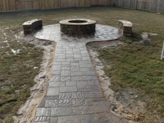 Firepit with sitting benches