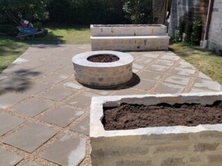 Mix color limestone firepit