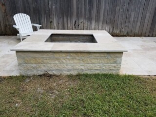 Limestone chop rock, capped with light blend travertine