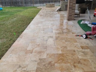 Ancient castle travertine patio