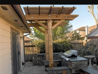 Cantilever cedar pergola