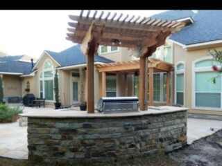 Cedar cantilever pergola