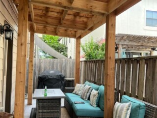 Cedar pergola with polycarbon roof