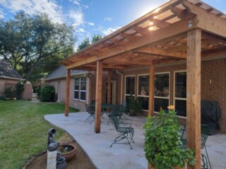 Cedar pergola with polycarbon roof