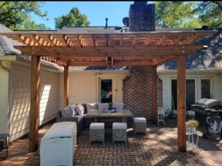 Cedar pergola with polycarbon roof