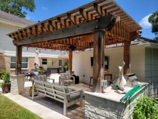 Cedar pergola with polycarbon roof