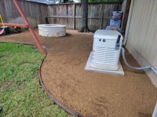 Granite gravel patio with firepit