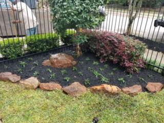 Multi-sized moss rock basket boulders
