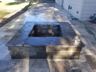 Silver mist grey chop rock, capped with Penn full color flagstone