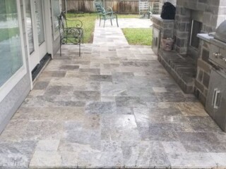 Versaille pattern, Nordic silver color travertine pavers