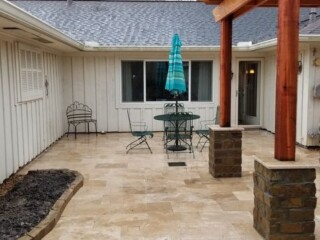 Versaille pattern, English walnut color travertine pavers