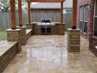 Llano chop rock capped with light blend travertine