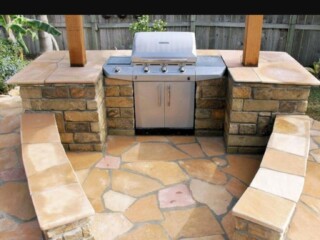 Oklahoma chop rock capped with Arizona flagstone