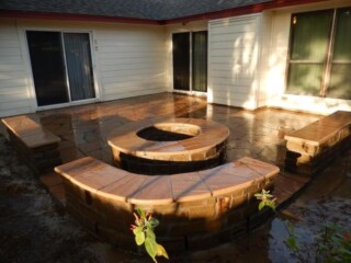 Oklahoma chop rock capped with Arizona flagstone and matching firepit