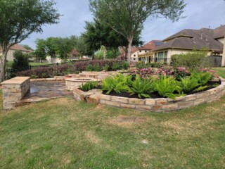 Oklahoma chop rock , firepit and bench included