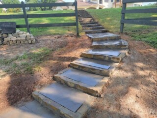 Oklahoma chop rock with cutstone steps
