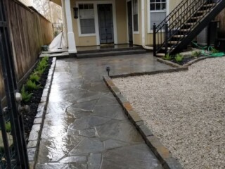 Silvermist flagstone with mortared joints
