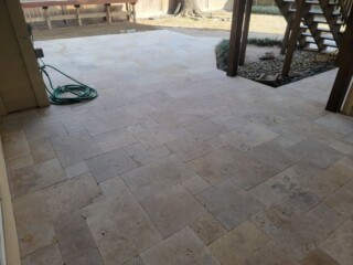 Travertine pavers, Versaille pattern, ivory rustic color