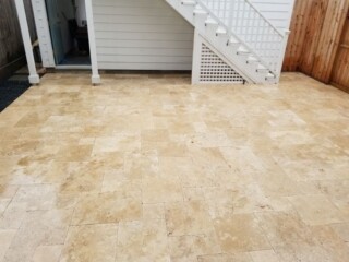Versaille pattern, English walnut color travertine pavers