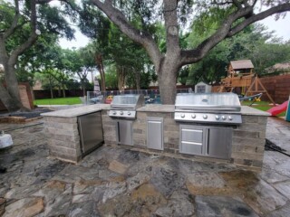 charcoal chop rock, with Nordic silver travertine tops