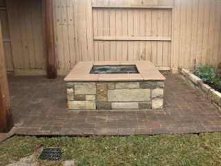 Multicolor chop rock square firepit