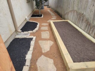 granite gravel and flagstone steps